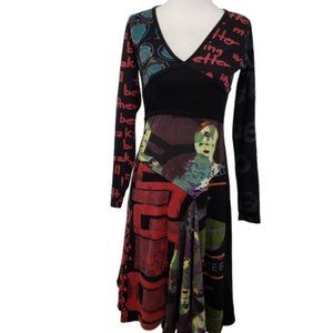 Desigual All Together Dress Art to Wear  Long Sleeve Multicolour Size Small